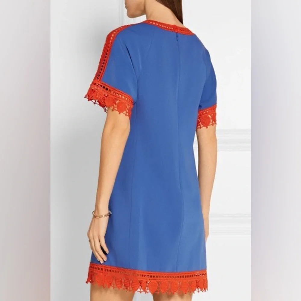Tory Burch Marisa Lace Crochet Trim Runway Shift Dress Size 8